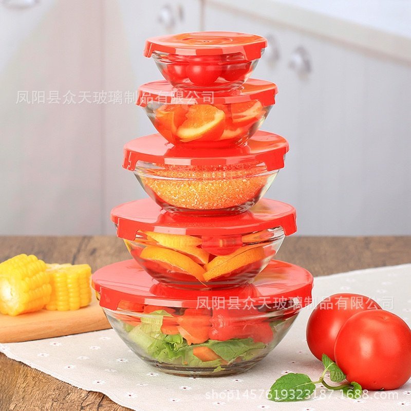 5-Piece Glass Food Storage Bowls with Lids (Stackable Set) - Image 2