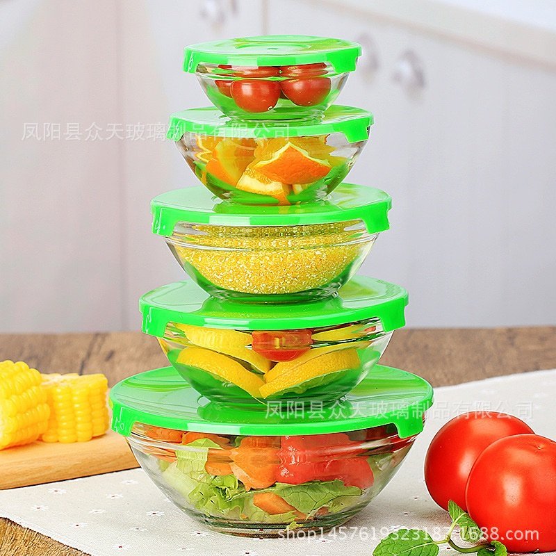 5-Piece Glass Food Storage Bowls with Lids (Stackable Set) - Image 3