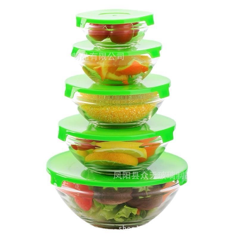 5-Piece Glass Food Storage Bowls with Lids (Stackable Set) - Image 5