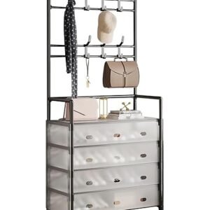 4-Tier Shoe Rack With Coat Bag Hanger – Space-Saving Organizer With Protective Case