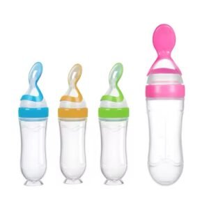 Silicon feeding bottle with spoon