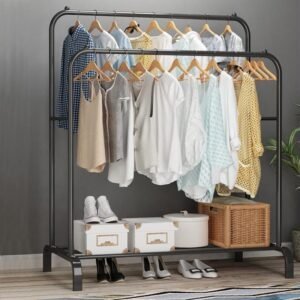Heavy-Duty Clothing Rack with Bottom Storage