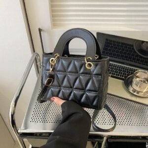 Luxe Diamond-Stitch Box Tote