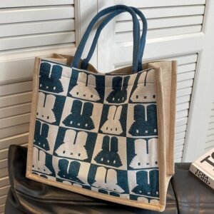 Canvas Bunny Graphic Tote Bag