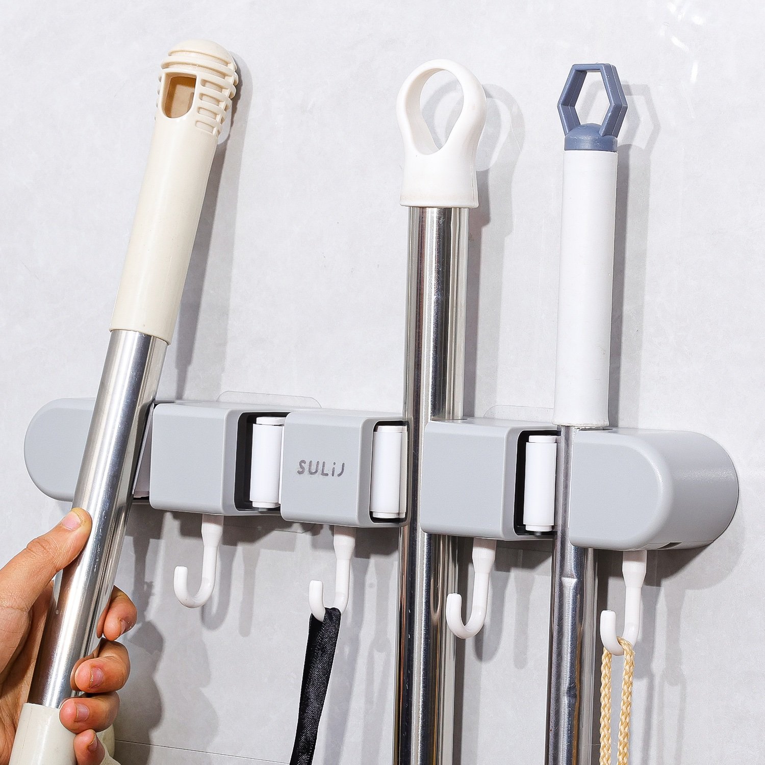 Broom Holder Wall-Mount Organizer