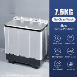 7.6kg Semi Automatic Washing Machine - Wash & Spin